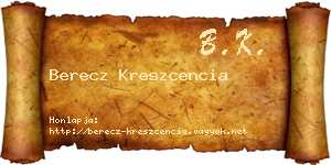 Berecz Kreszcencia névjegykártya
